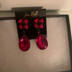 Black and Red Jim Ball Earrings